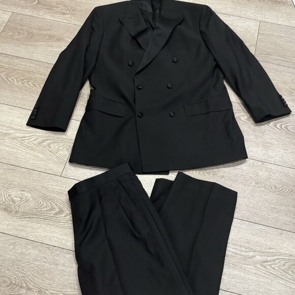 Brooks Brothers 1818 Madison Black 100% Wool Full Suit Sz 41R Pants 36R - Picture 1 of 9